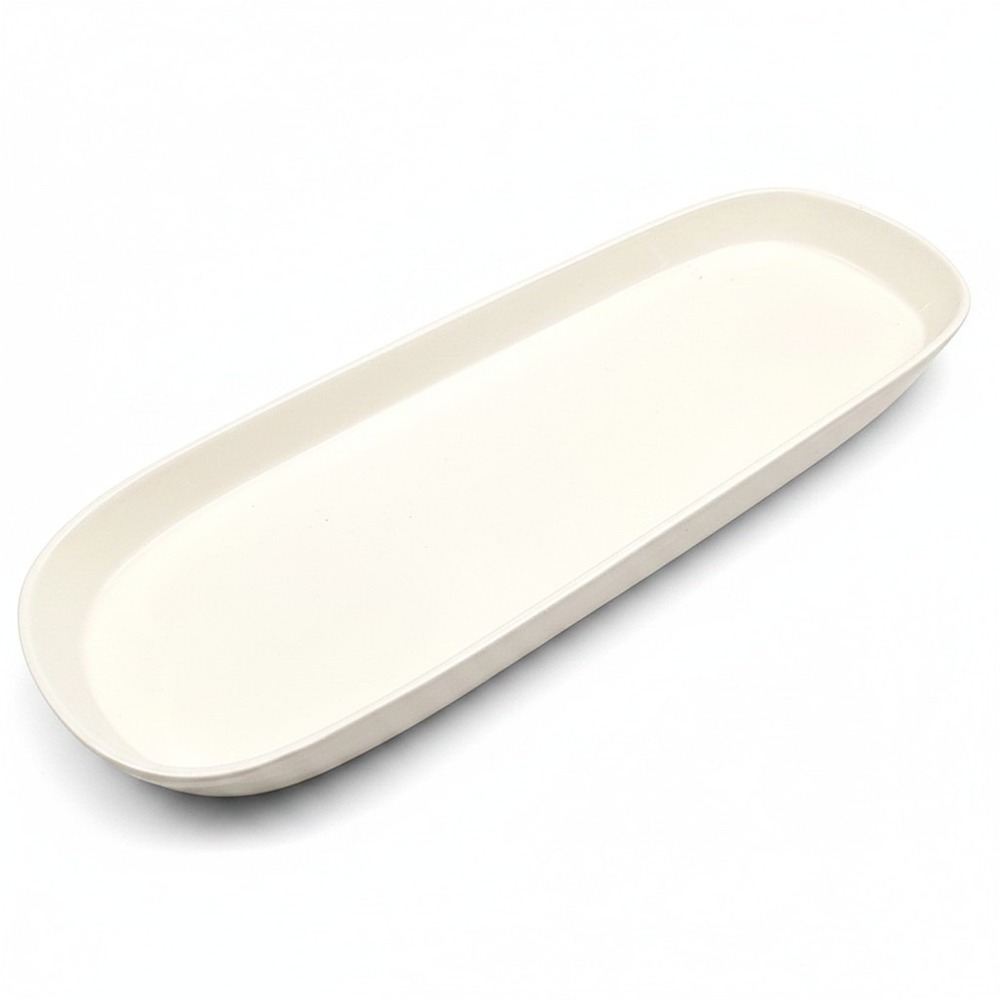 Rae Dunn Artisan Collection Magenta Cream Ceramic Oblong Serving Platter Tray14"